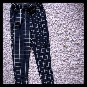 Black & white checker trousers with belt